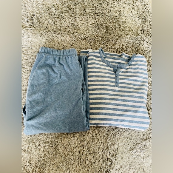 New David Archy Men's Cotton Strip Sleep ware Loungewear Top&Bottom SET - Picture 3 of 16